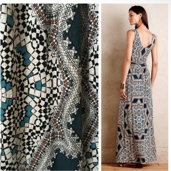 Anthropologie Maeve Jantina Geometric Maxi Dress Boho Chic Sz Large - Picture 2 of 9